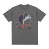 Funny Raccoon on Bicycle Meme T Shirts Men Women's Casual Vintage Cartoon T Shirt Summer Cotton Humor Short Sleeve T-shirts Tops