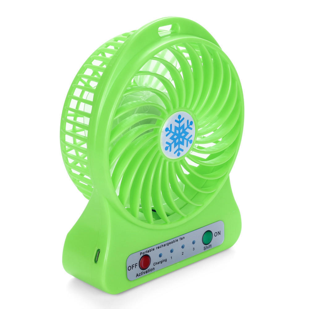 Portable Rechargeable LED Light Fan Cooler Desk USB 18650 Battery Fan