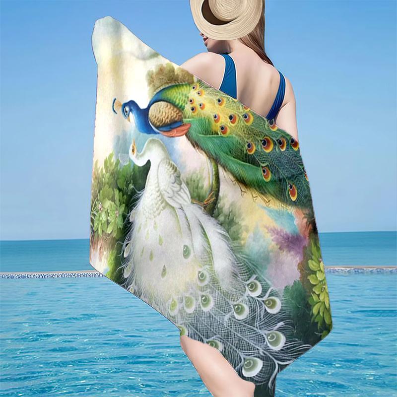 Peacock Displaying Plumage Beach Towel, Super Soft Microfiber, Gift for Her/Him, Birthday, for Pool, Beach, Travel, Home Decor Fan gifts