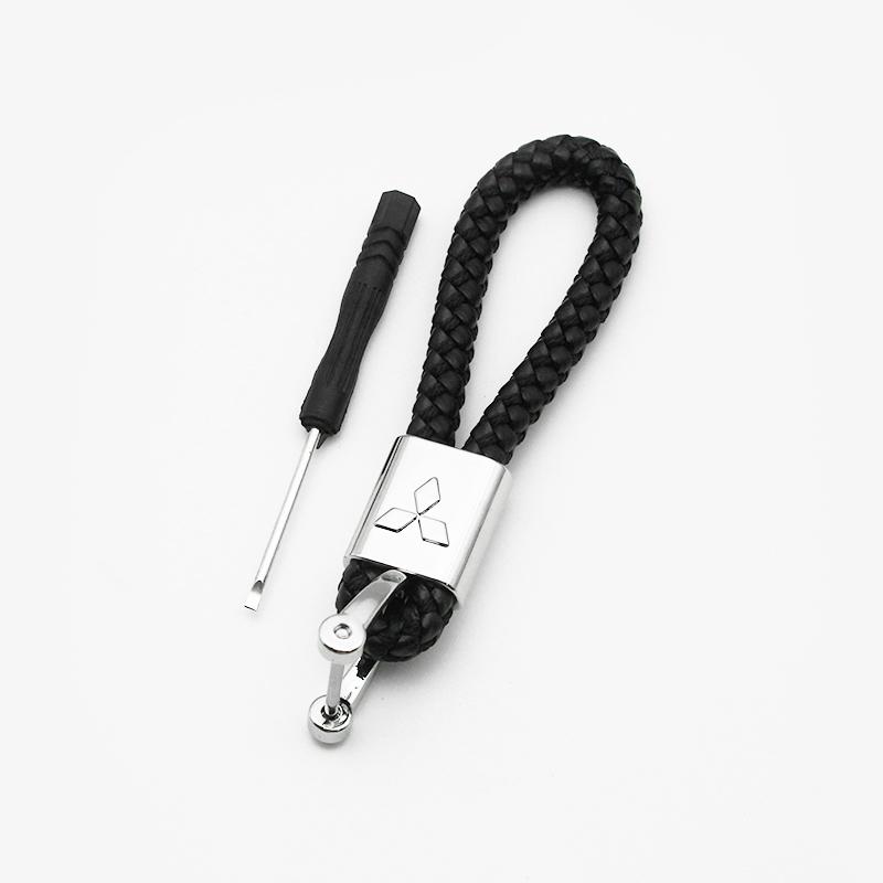 1Pc 3D Metal/Leather Car Logo Keychain For Mitsubishi Lancer Outlander Pajero ASX EX L200 Colt Auto Key Chain Key Ring Accessory