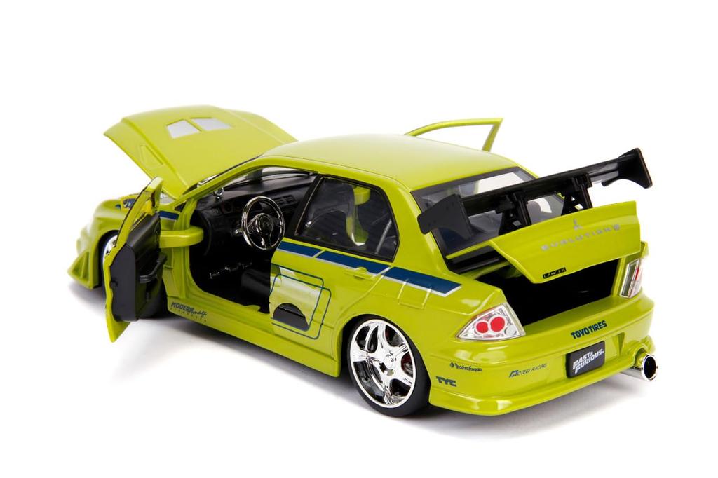 Jada Toys Fast Furious Series Mitsubishi Lancer Evo VII Завершенный продукт и 1/24 F&F Green/Графика (Брайан)