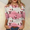 Женская модная повседневная футболка с рукавом три четверти и рождественским принтом, с круглым вырезом