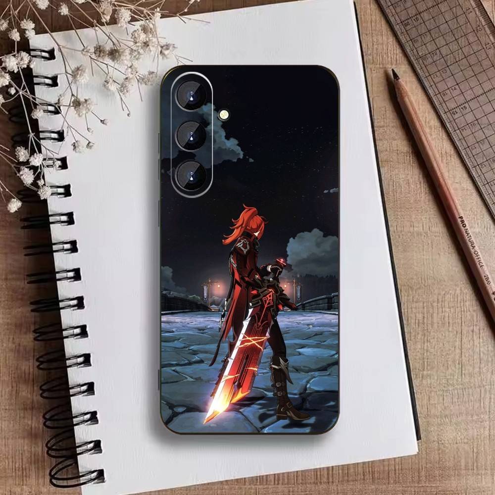 Чехол для телефона U-Genshin A-Kaedehara Kazuha для Samsung Galaxy A73, A21s, A22, A31, A52, A53, A71, A41 Мягкий черный корпус