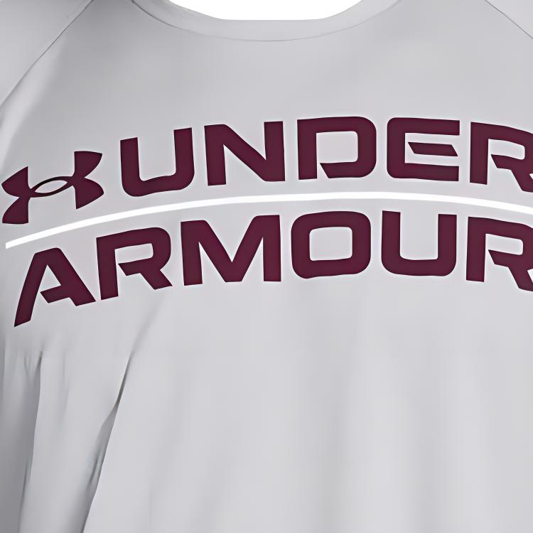 Under Armour Футболка с логотипом в стиле ретро, быстросохнущая, дышащая, с круглым вырезом, мужская, серебристая 1377142-012