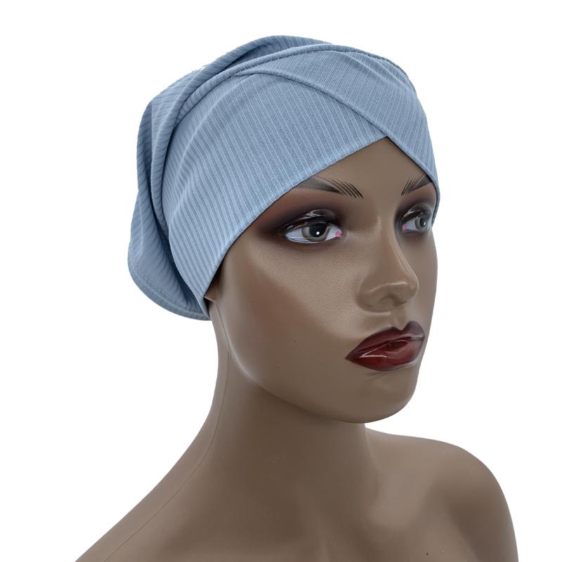 Ribbed Cross Front Under Scarves Muslim Inner Hijab Cap