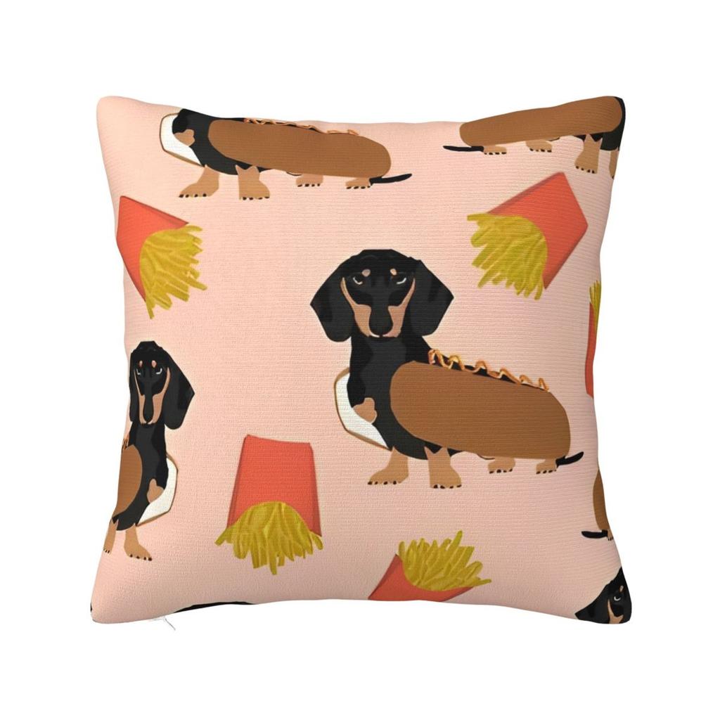 Dachshund Dog Art Throw Pillow Cover Polyester Throw Pillow Wiener Sausage Doxie 4545cm Pillowcase