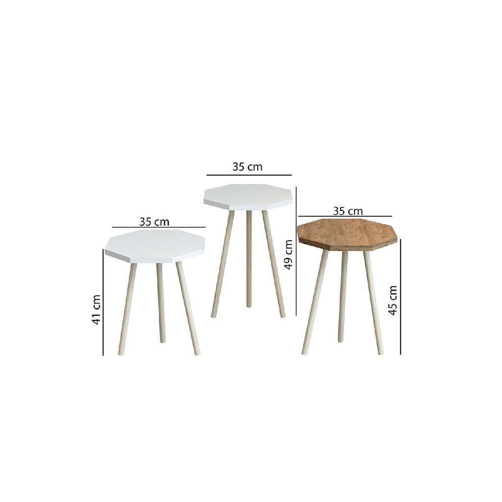 3-х предметный журнальный столик и набор журнальных столиков, восьмиугольный журнальный столик, набор журнальных столиков с деревянной ножкой и грабом