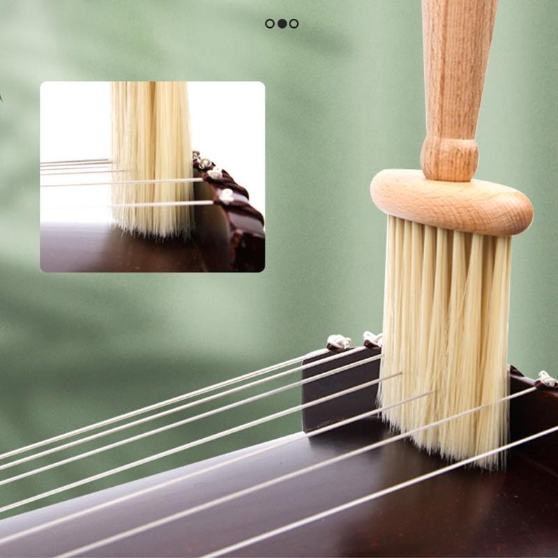 Щетка для чистки струн Guzheng с деревянной ручкой, нейлоновая щетина для удаления пыли, инструмент для обслуживания музыкальных инструментов