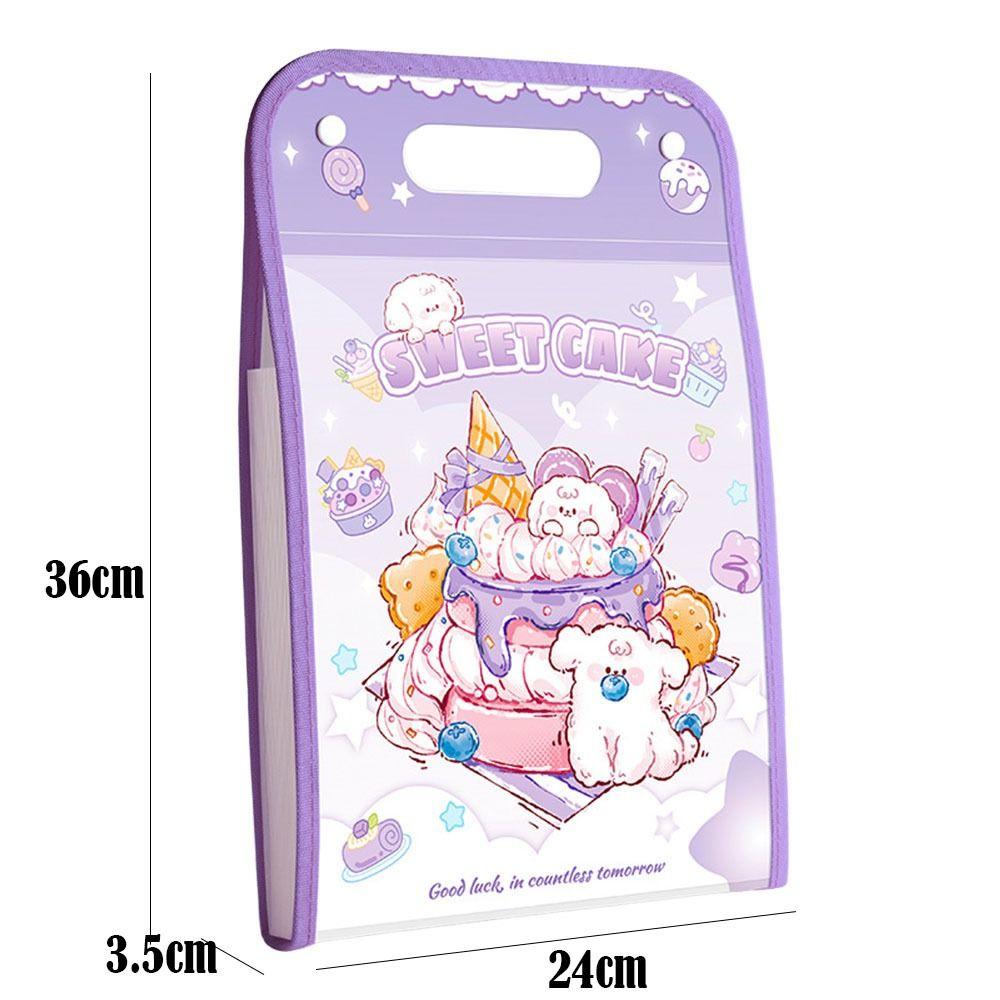 Cartoon Animal A4 File Folder 3-Layer Expanding Test Paper Storage Bag School Office Supplies