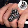 Панк-мужское кольцо с кубическим цирконием, инкрустированное резной головой дракона, кольцо на палец, вечерние ювелирные изделия, подарок