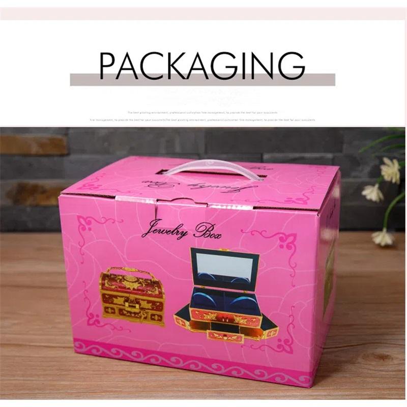 Металлическая шкатулка для украшений, многослойная, большая вместимость, ручка для хранения украшений с зеркалом