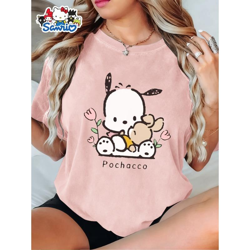 Оригинальные женские элегантные короткие рукава, авторизованные Sanrio, подходят для повседневной носки и праздников весной, летом и осенью.