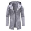 Autumn Men's Casual Mid-Length Solid Color Hooded Long Sleeve Cardigan