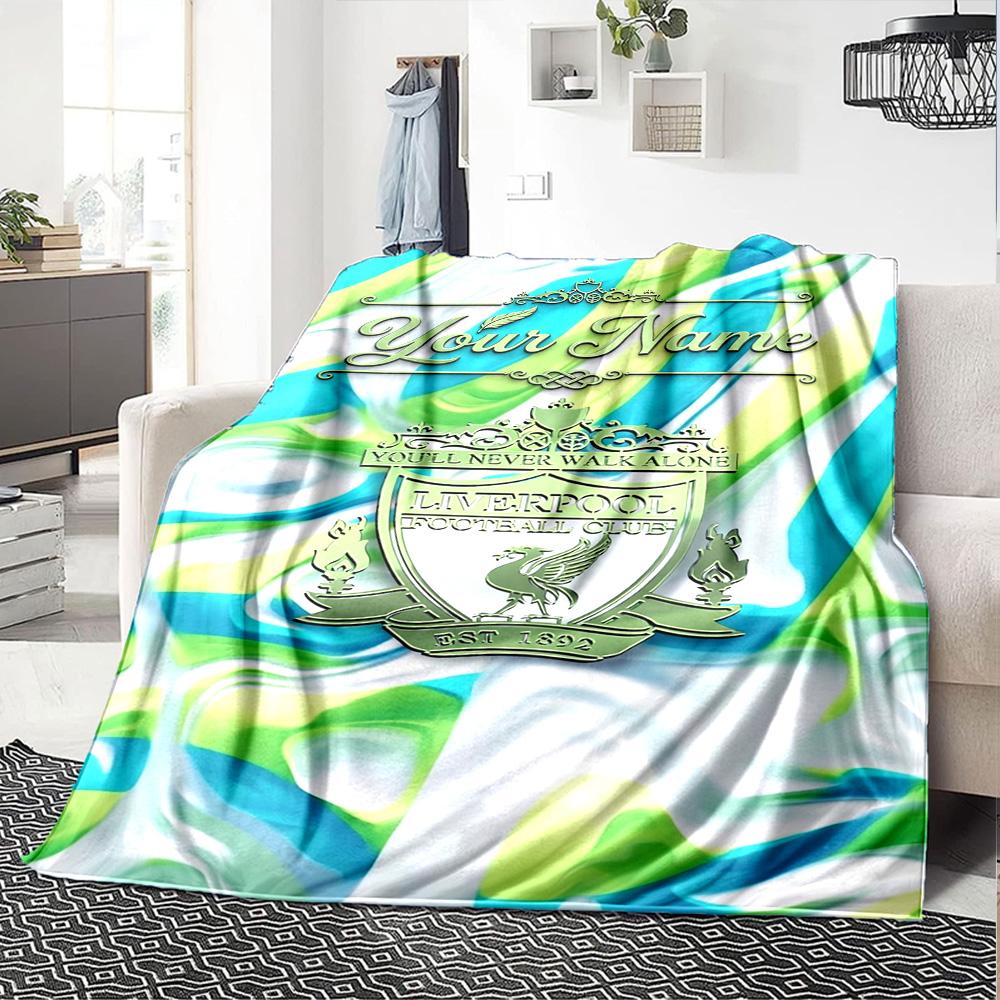 Liverpool Customize Text Blanket Throw Customizable Blanket Ultra-Soft Perfect for Livingroom Picnics Office Chair Chair Four Seasons Multipurpose