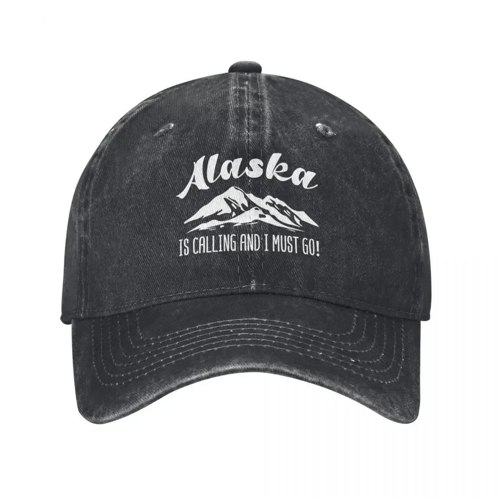 Casual Alaska Is Calling Mountains Baseball Cap Unisex Women Distressed Washed Snapback Funny Traveling Quote Outdoor Workouts Hats