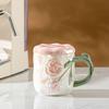 New Product Pearlescent Glazed Ceramic Cup with Lid Flower Mug High Value Household Set Water Cup Office Girls Cup