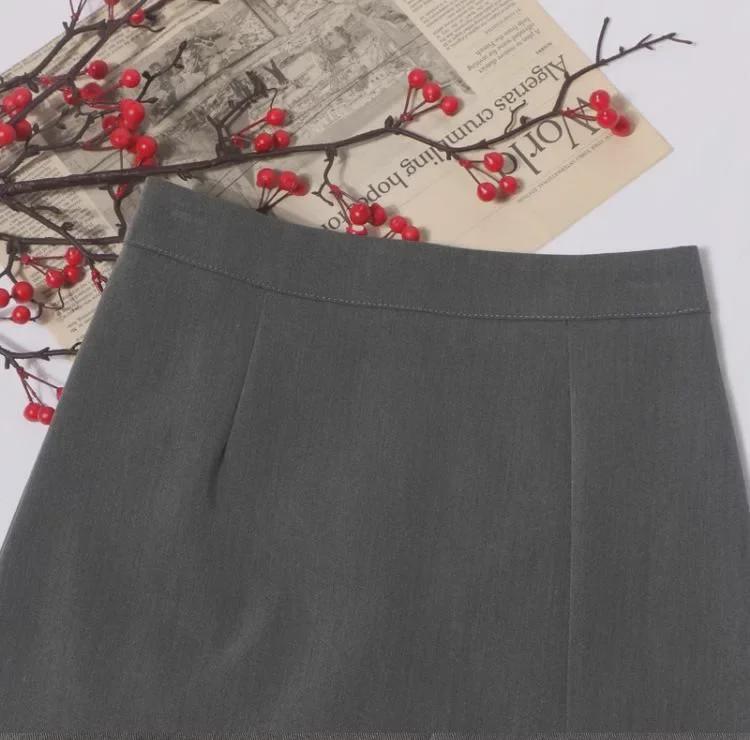 Юбка А-силуэта с высокой талией, весна 2024 г.: Корейский дизайн с разрезом, защита от воздействия, короткая юбка