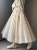 2025 Spring/Summer Women's Mesh Midi Skirt - Three-Layer Tulle, High-End, Slimming, Versatile Swing Design