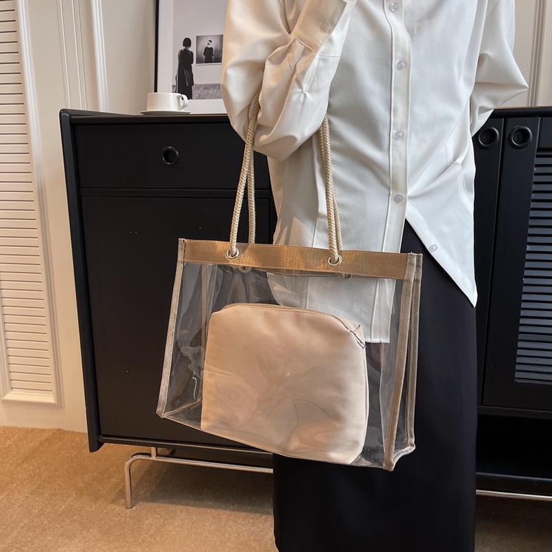 Прозрачная большая сумка из ПВХ для женщин, сумка через плечо большой емкости