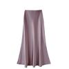 High-waisted, Slimming, Mid-length Satin and Acetate Smooth Skirt, Spring and Summer New Style Body-hugging Fishtail A-line Long Dress