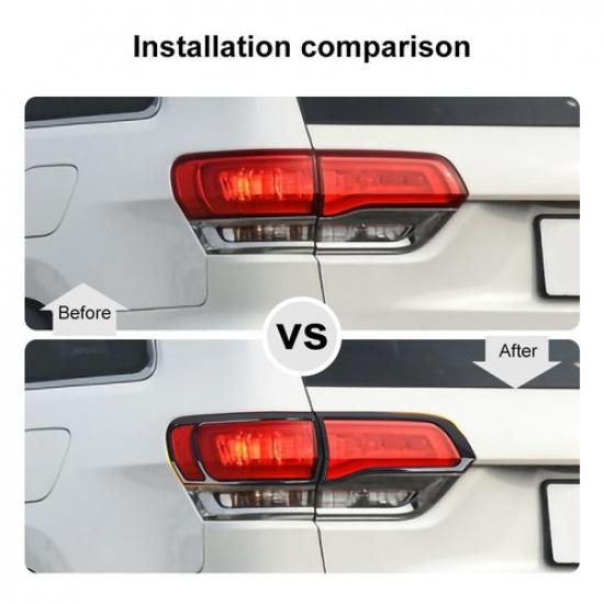 Black Rear Tail Light Lamp Cover Trim Bezels for Jeep Grand Cherokee 2014-