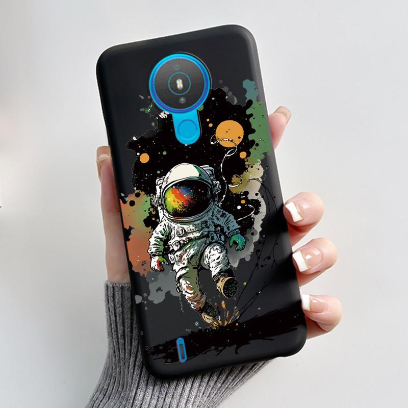 Cute Case For Nokia 1.4 / Nokia 1 / Nokia 1 Plus Capa Printing Shell Protective Cover Soft Silicone Cartoon Black Casing Fundas