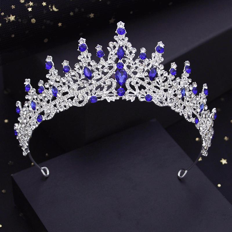 Green Crystal Wedding Crown for Queen Bridal Headdress Fashion Tiaras Hairwear Girls Prom Head Ornaments Jewelry