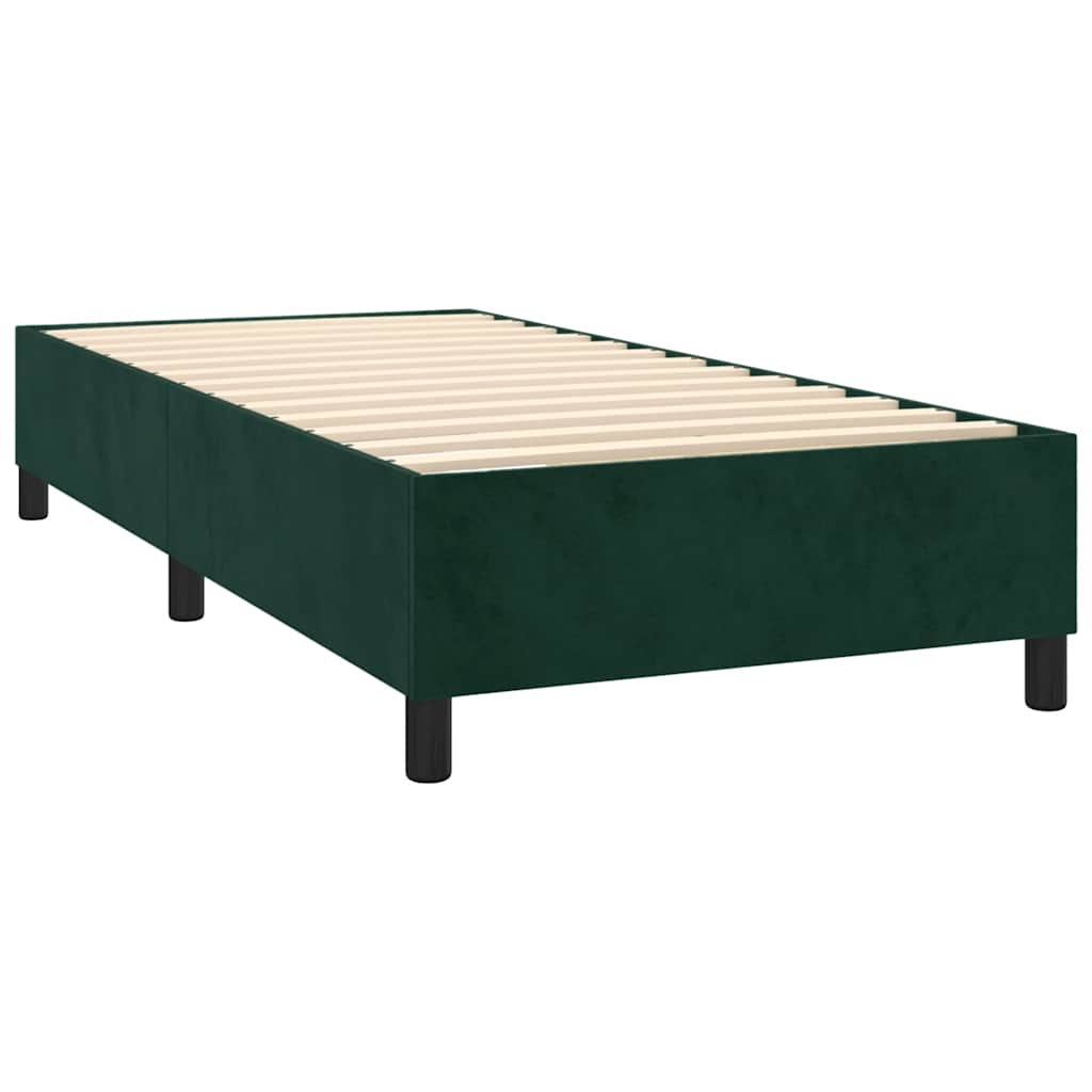 Box Spring Bed with Mattress Dark Green 100 x 200 cm Velvet
