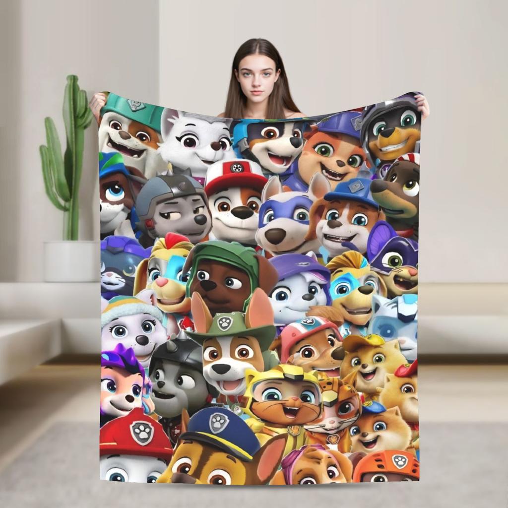 Paws Dog Cartoon blanket Flannel Funny Breathable Throw blankets for Coverlet Decoration
