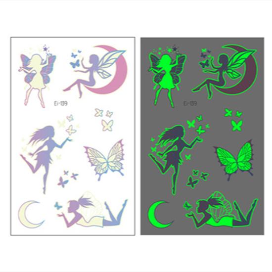 Little Sexy Cute Tattoo for Women Glowing Dark Taty Waterproof Fake Tatoo Luminous Tattoo Stickers Body Art Cartoon Tattoo
