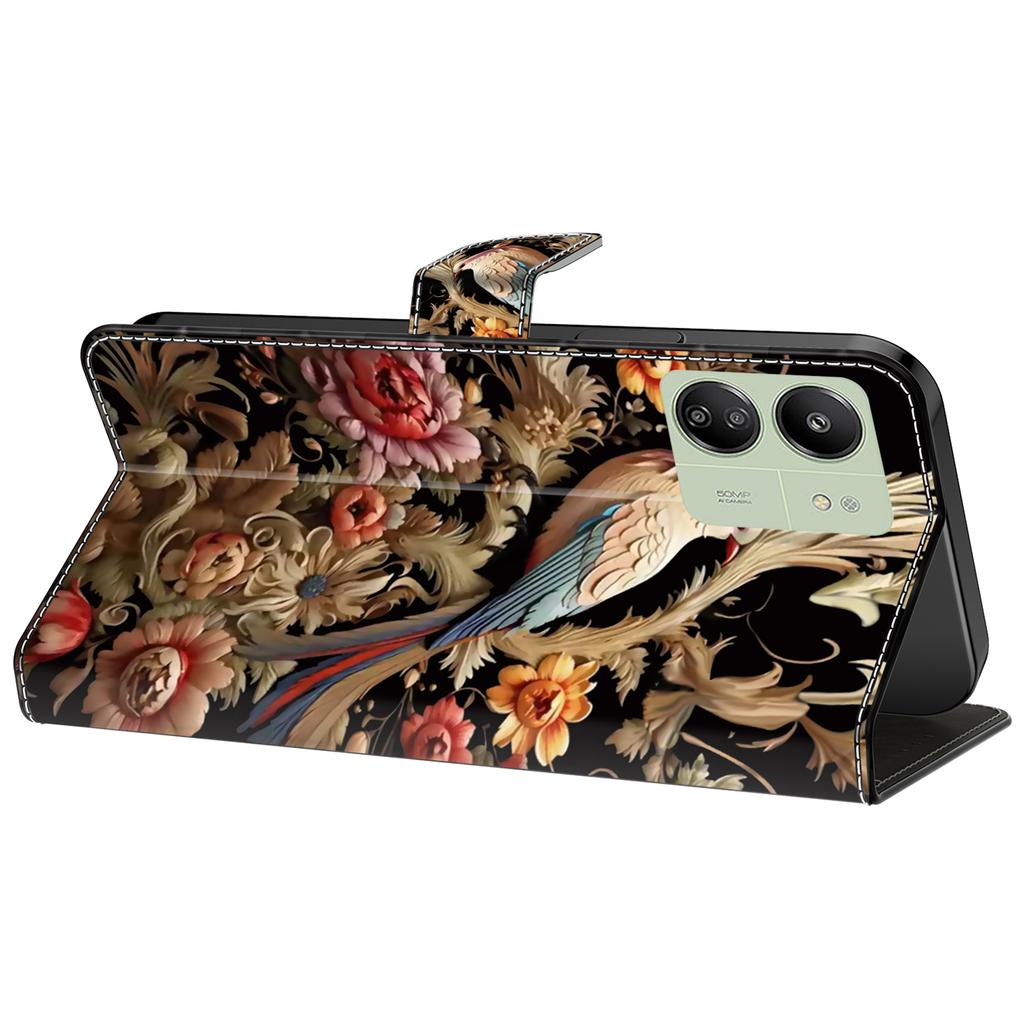 Для Xiaomi Redmi 13C 4G/13C 5G/Poco C65 4G/Poco M6 5G/13R 5G Чехол с рисунком из ПУ кожи, слоты для карт/наличных, чехол для телефона