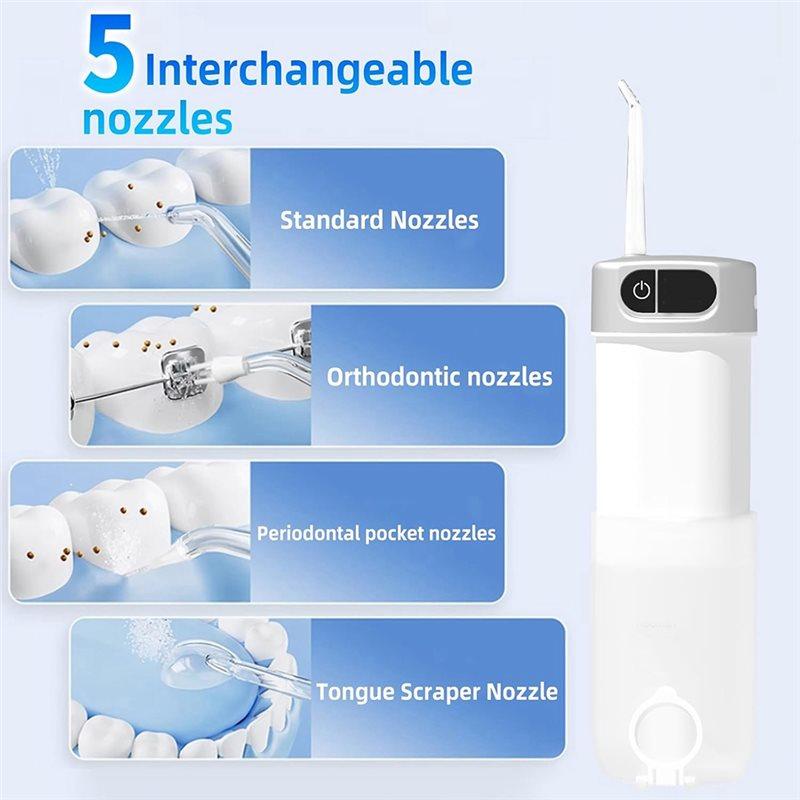 Water Flosser 5-Mode Oral Irrigator With 5 Nozzles 300 Ml Water Tank, IPX7 Waterproof, Home And Travel Water Flosser