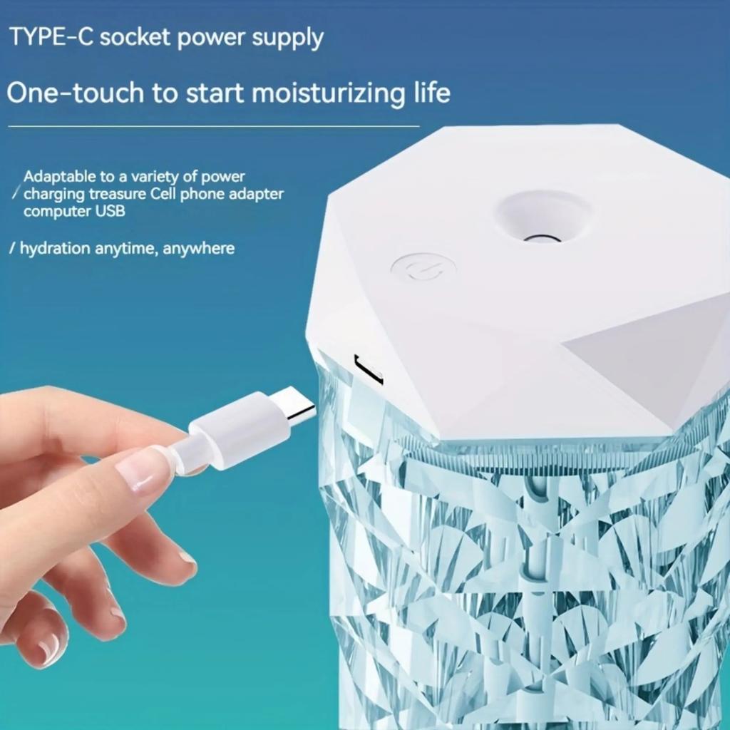 1 шт. 400/1000 мл цветной USB кристаллический увлажнитель воздуха с атмосферным светом с ароматерапией и очисткой воздуха для спальни и рабочего стола