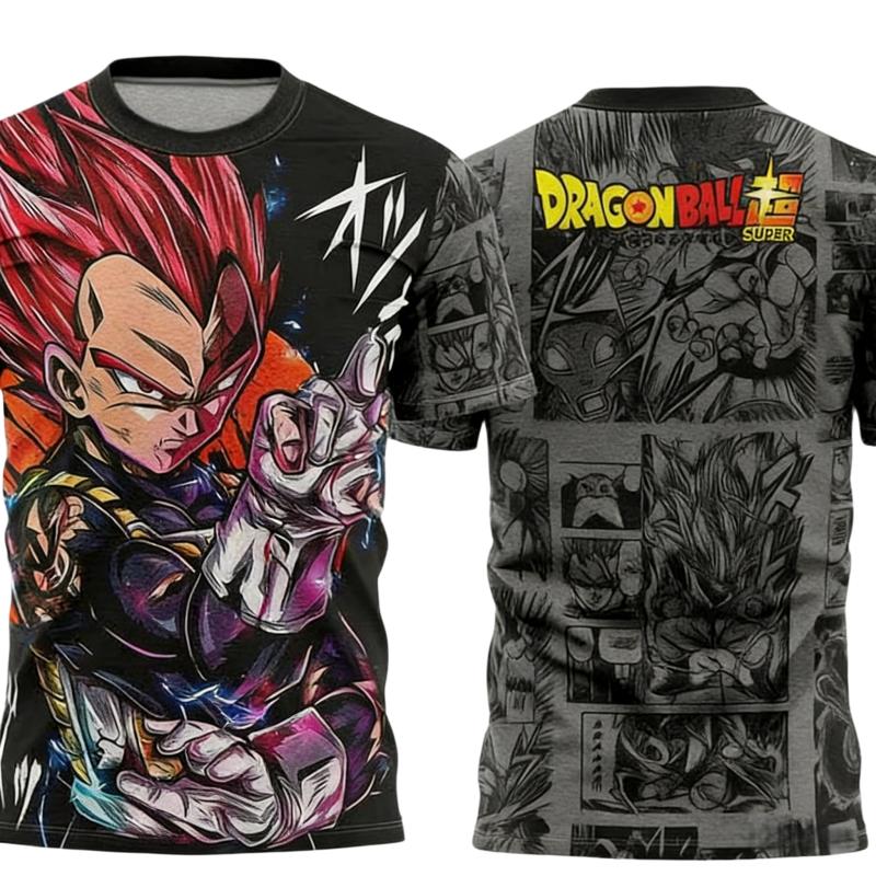 Летняя футболка Dragon Ball Vegeta Super Saiya God с принтом в стиле комиксов, дышащая, быстросохнущая, для взрослых, родительский топ