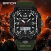 SANDA 6310 новые наручные часы для активного отдыха и спорта для мужчин, ударопрочные и устойчивые к падениям, водонепроницаемость 5ATM, ночная подсветка, таймер обратного отсчета, двойной дисплей