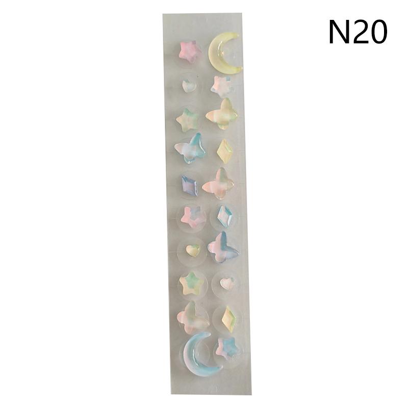 20 Patches Heart Butterfly Bow Rhinestone Ear Point Stickers Ear Pressure Stick Acupuncture Magnetic Beads Auricular Ear Sticker