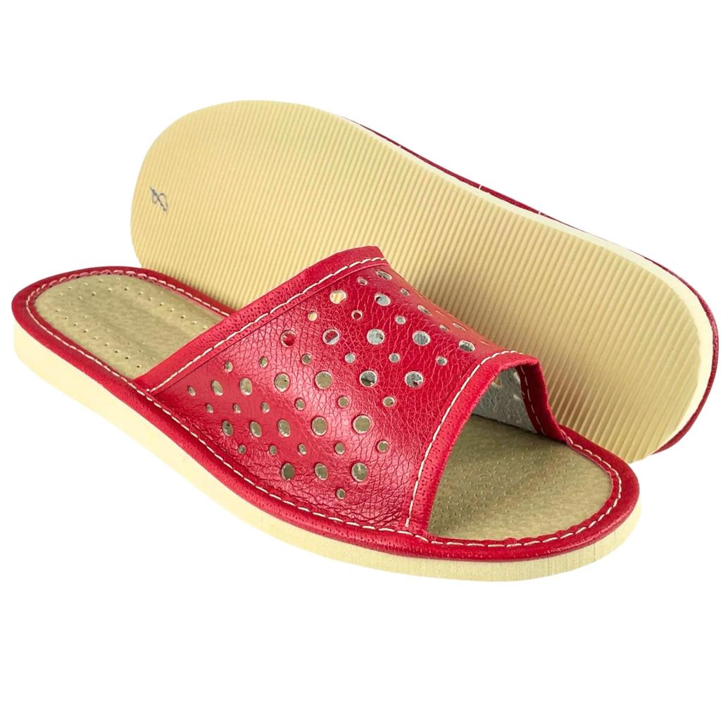 Red cheap house slippers, comfortable women's slippers, women's house shoes 42