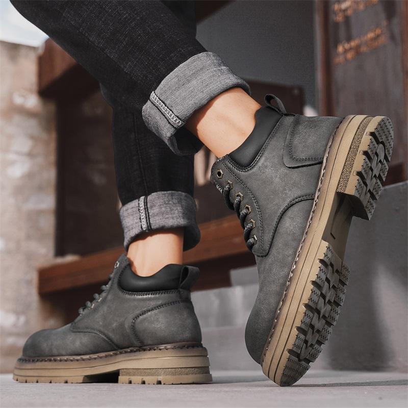Мужские ботильоны из натуральной кожи, короткие ботинки в стиле ретро, ботинки в стиле рабочей одежды, повседневная обувь
