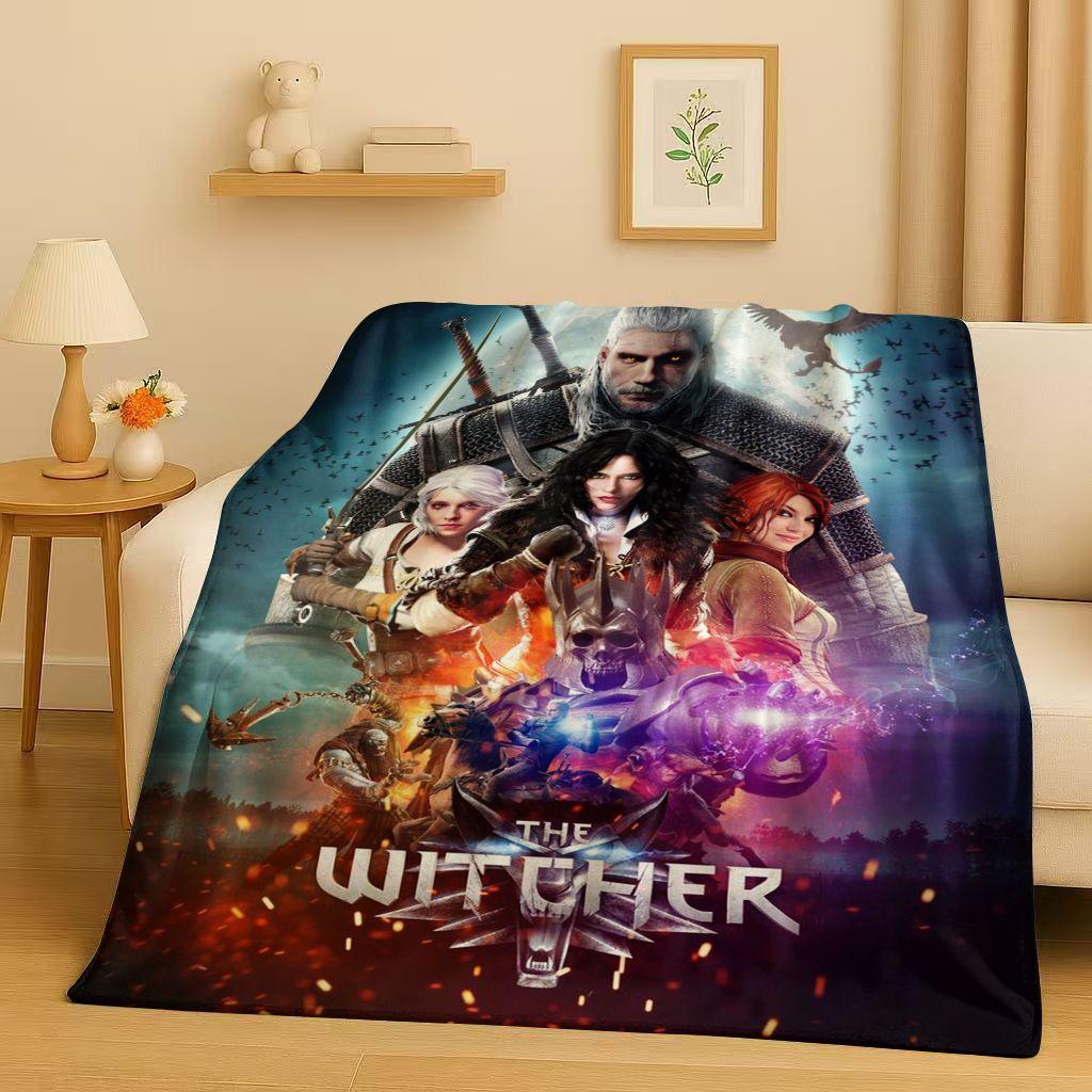 3D The W-Witcher Game Geralt Gamer Cartoon Flannel Blanket,Ultra Soft Plush Throw for Home Bedroom Bed Sofa Cover Kid Gift