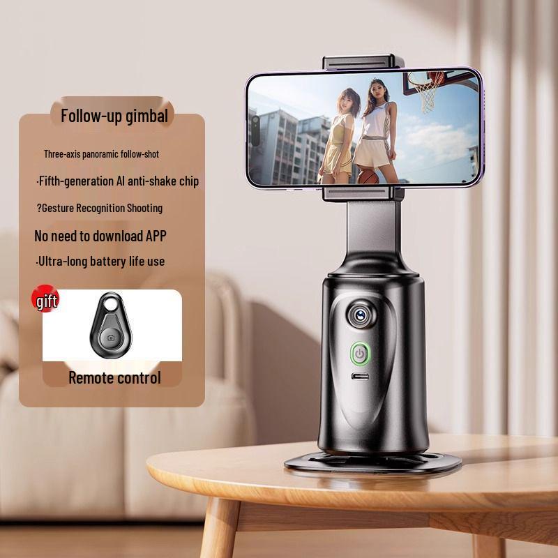 360° Automatic Rotating Gimbal Selfie Stick with Face Tracking for Live Streaming