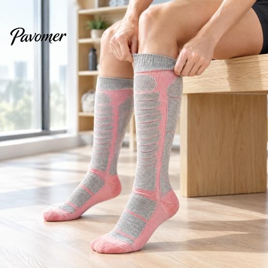 Breathable Cotton Socks for Skiing Unisex Ski Women Men, Thermal Snowboard Socks, Non Slip Warm Cable Car Rides Cuff Winter Snowboarding Hiking