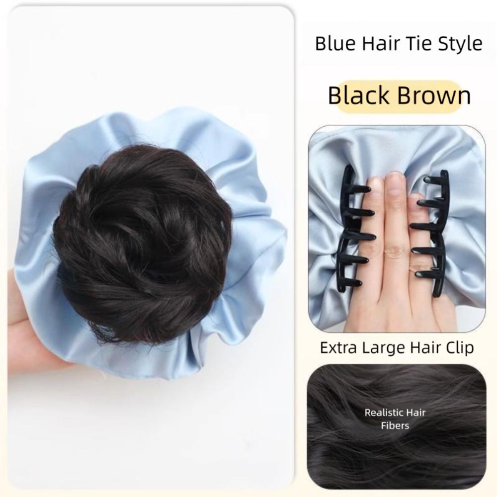 Satin Scrunchie False Hair Pieces Claw Clip Ponytail Chignon Fashion Flower Bun Head Wig  Daily Use