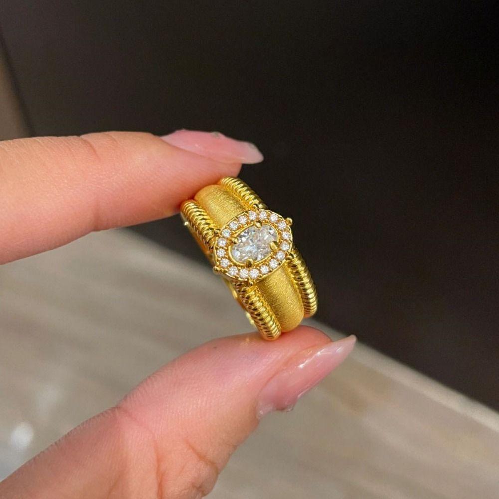 Vintage Crystal Split Ring Unique Adjustable Finger Rings Retro Pearl Opening Rings Female