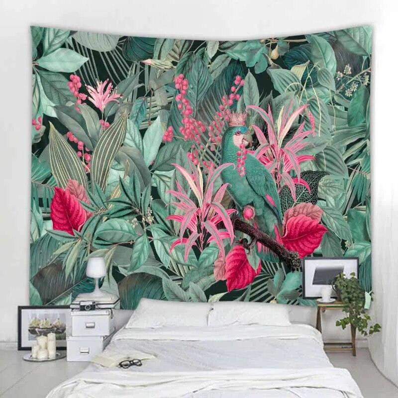 Настенный гобелен с тропическими джунглями и животными, украшение для дома, гобелен, пляжное полотенце, коврик для йоги, гобелен