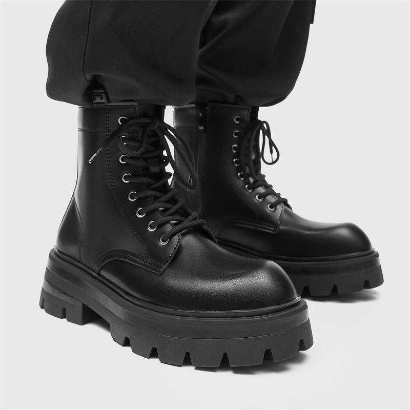 Модная мужская обувь Fad Velvet Высокие мужские ботинки Платформа Матовая кожа Ботинки-локомотивы Высококачественные ботильоны на толстой подошве Botas Hombre