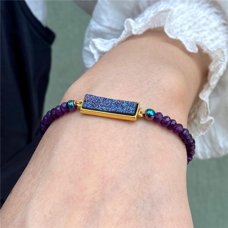 Ladies Bracelet Natural Stone Wheel Beads Friends Gift Crystal Cluster Adjustable Woven Starry Sky Moon And Heart Bracelet