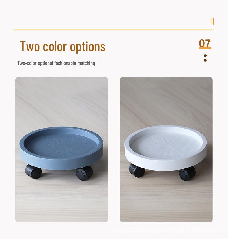Round Movable Flower Pot Tray with Tempered Load-Bearing Wheels