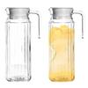 2Pack Plastic Pitcher with Lid 1.1L Water Jar with Ribbed Design BPA-Free Water Pitcher Clear Plastic Water Pitcher with Vented
