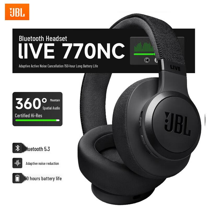 JBL LIVE 770NC Adaptive Active Noise Cancelling Bluetooth Headphones