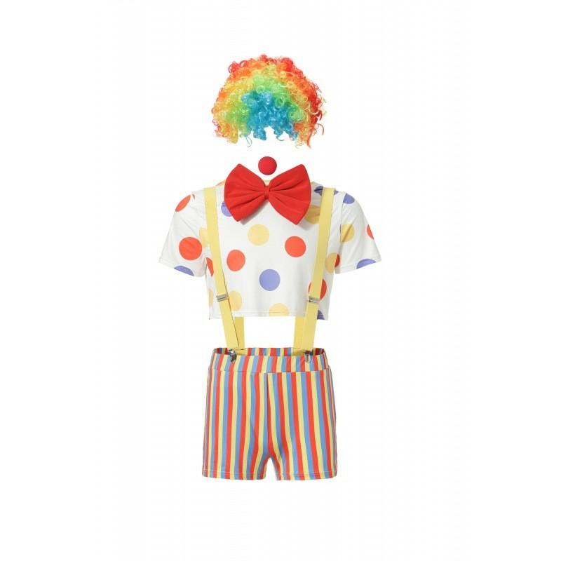 Мужской костюм на тему пожарного с яркими цветами и из полиэстеровой ткани